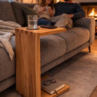 Sofabutler aus Eiche, Eichenholz Massivholz Sofa Butler Couchtisch Beistelltisch Coffee Table Oak stand Night stand Sofa Tisch Popcorn Kino Heimkino
