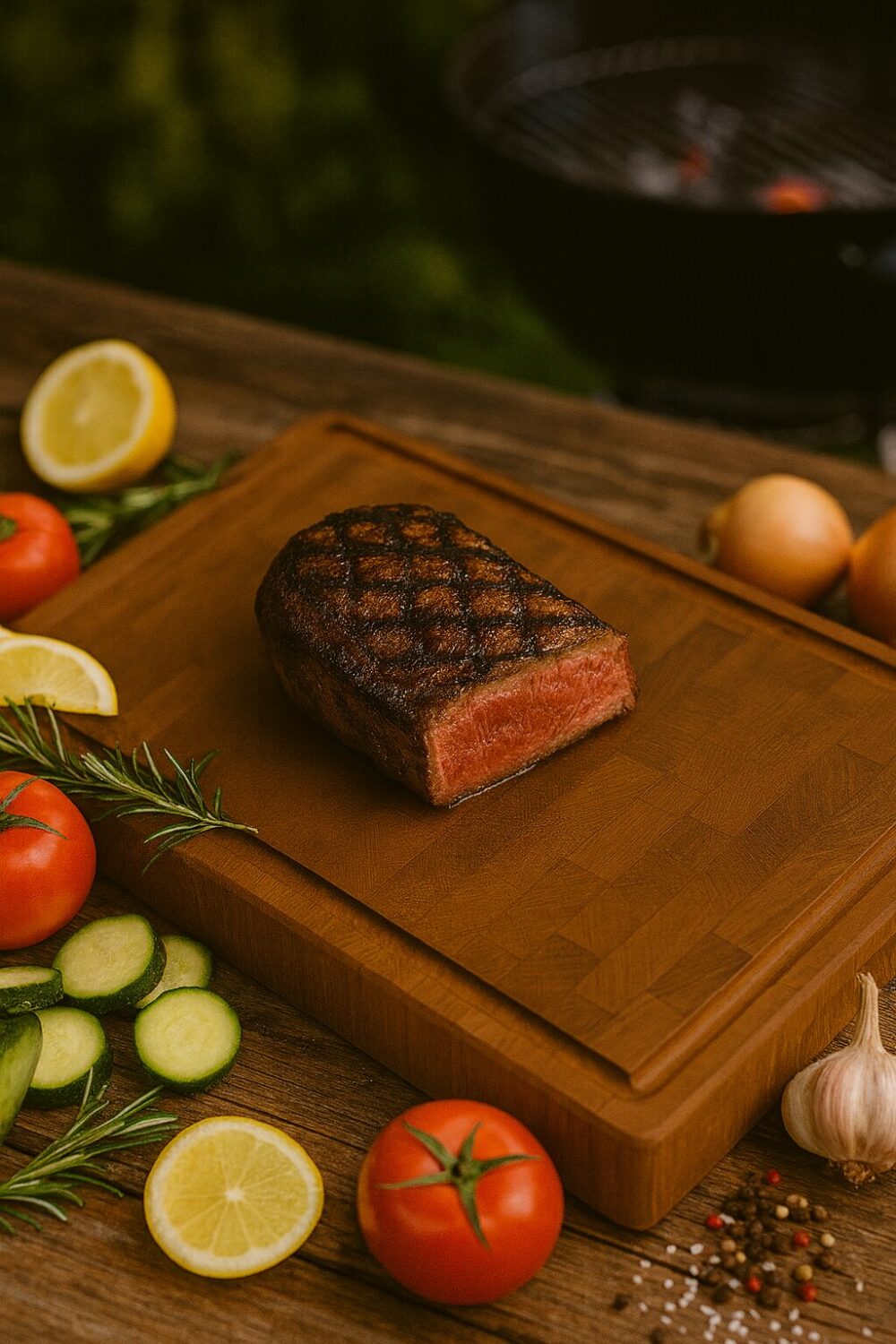 BBQ Holzbrett Stirnholz Schneidebrett Butcherblock