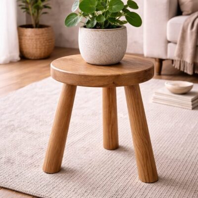 Eichenholz Hocker Dreibein Schemel Einfacher Hocker aus Massivholz