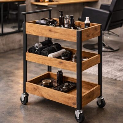 Friseurwagen, Salonwagen, Friseurwagen Eiche, Salonwagen Holz, Friseurwagen Industrial, Salonwagen Industrial Design, Friseurwagen aus Eichenholz, Friseurwagen Stahl, Barber Wagen, Barbershop Wagen, Salon Möbel Industrial, Friseur Möbel Holz, Friseurwagen mit Rollen, Salonwagen mit Rollen, Friseurwagen handgemacht, Salonwagen Unikat, Friseurwagen massiv, Friseurwagen hochwertig, Barber Möbel Holz, Salon Einrichtung Industrial