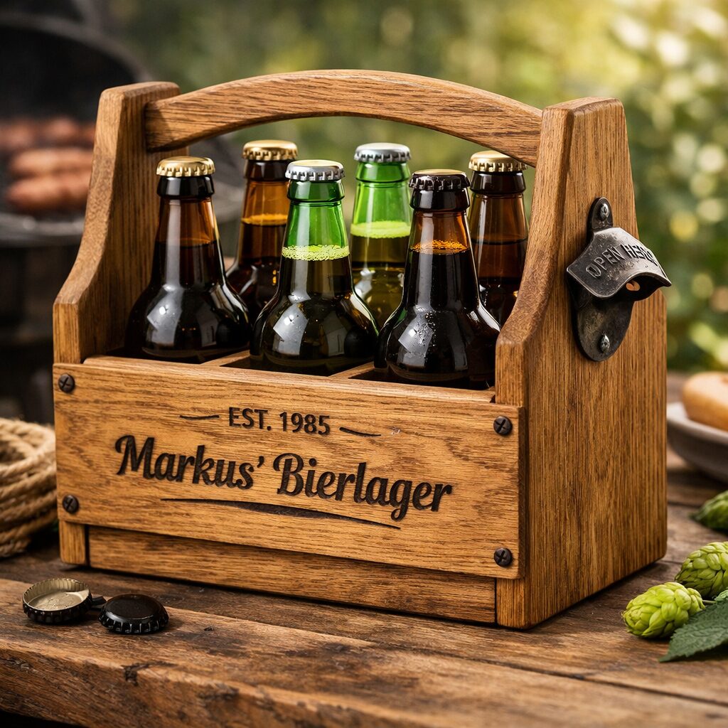 Bierträger Holz, Sixpack Träger Eiche, Männergeschenk Holz, Bierträger mit Gravur, Bier Geschenk Mann, Flaschenträger Holz, Vatertagsgeschenk, Grill Geschenk Männer, Bierkiste aus Holz, personalisierter Bierträger, Männerhandtasche Holz, Geschenkidee Sommer, Geschenk für Bierliebhaber, rustikales Männergeschenk, Biertransport Holz