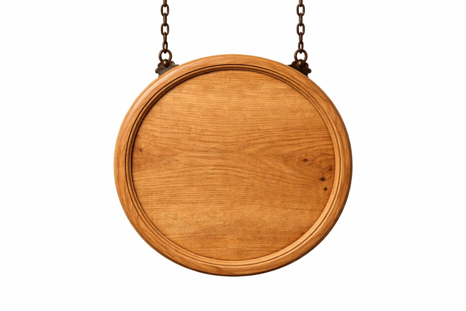 rundes Holzschild, rundes Hängeschild Eiche, Aushängeschild rund Holz, Hausnummer rund Holz, Holzschild mit Zierleiste, Kassettenschild rund, Hofschild Holz rund, Außenschild Eiche, klassisches Holzschild, handgefertigtes Holzschild
