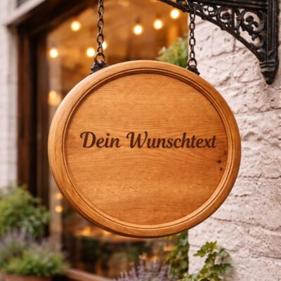rundes Holzschild, rundes Hängeschild Eiche, Aushängeschild rund Holz, Hausnummer rund Holz, Holzschild mit Zierleiste, Kassettenschild rund, Hofschild Holz rund, Außenschild Eiche, klassisches Holzschild, handgefertigtes Holzschild