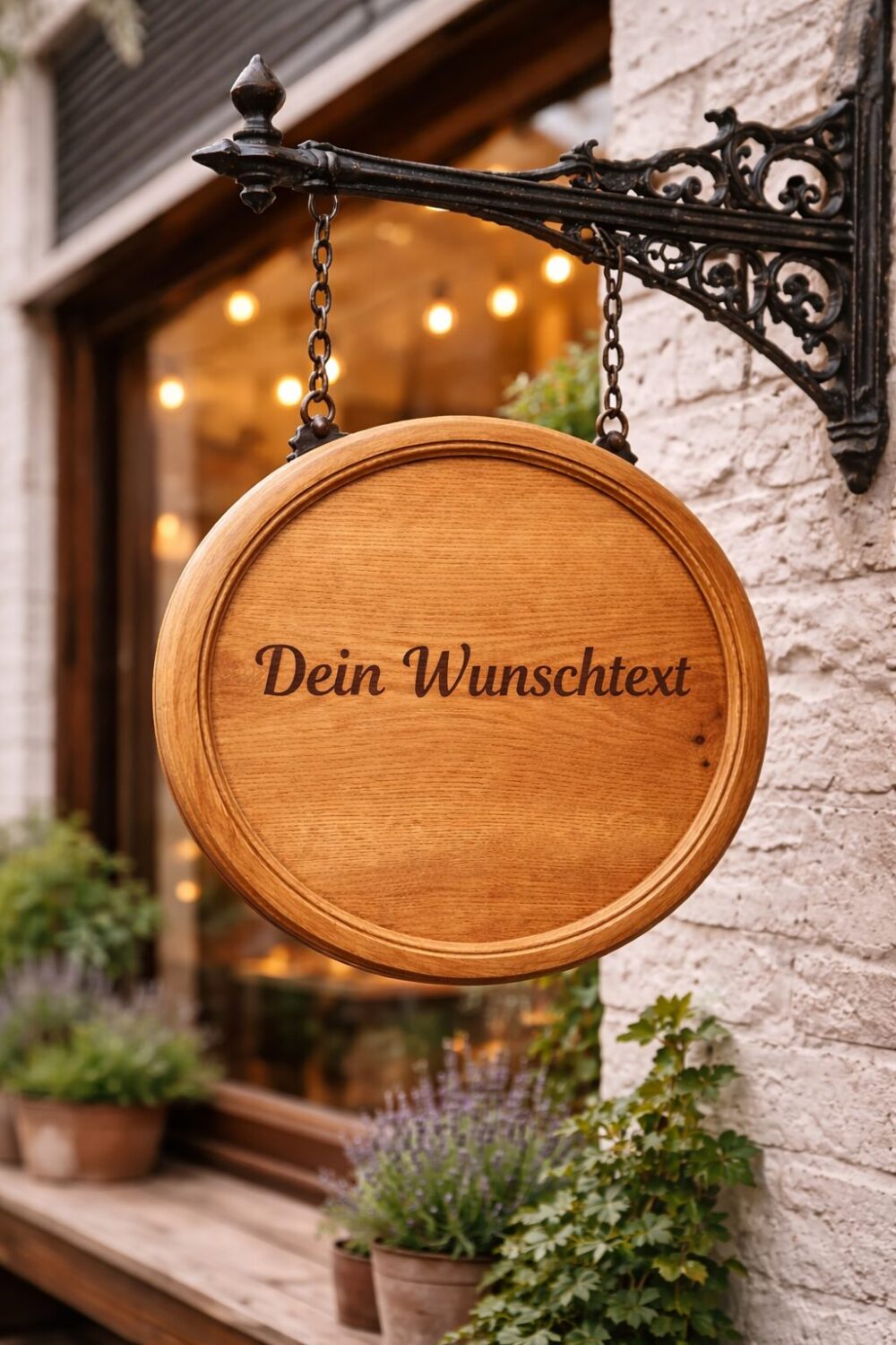 rundes Holzschild, rundes Hängeschild Eiche, Aushängeschild rund Holz, Hausnummer rund Holz, Holzschild mit Zierleiste, Kassettenschild rund, Hofschild Holz rund, Außenschild Eiche, klassisches Holzschild, handgefertigtes Holzschild