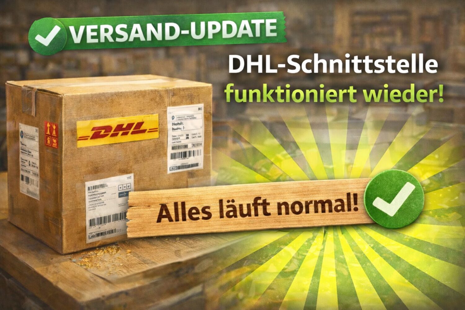 dhl schnittstelle funktioniert wieder, versand update online shop, dhl versand wieder normal, versandprobleme behoben, online shop versand läuft wieder, dhl label erstellung automatisch, versand information kunden update, kleine manufaktur versand status, versand verzögerung gelöst, cravt store versand update