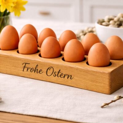 eierhalter eiche, eierhalter 10 eier, eierständer holz, osterdeko holz, frohe ostern gravur, eierhalter massivholz, easter egg holder, wooden egg stand, osterbrunch deko, eierhalter gravur, ostergeschenk holz, eiche ostern, egg holder oak