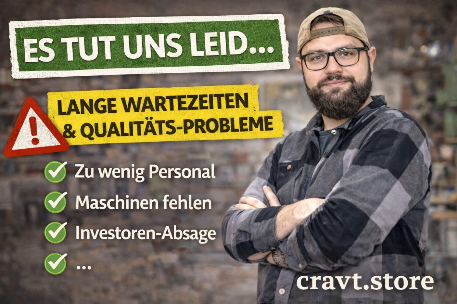 entschuldigung lieferverzug kunden, bestellung verspätung entschuldigung shop, handwerk lieferzeiten erklärung deutschland, kunden warten auf bestellung, ehrliches unternehmensupdate shop, kleine firma lieferprobleme deutschland, handwerk kundeninformation offen ehrlich, bestellungen verzögerung shop deutschland, qualität leidet produktion problem, personalmangel handwerk deutschland, investorin abgesprungen startup, unternehmen wächst zu schnell problem, lieferverzug handwerk shop, kundenservice verspätete bestellung, handgemachte produkte wartezeit, startup produktion probleme deutschland, werkstatt personal gesucht deutschland, unternehmen entschuldigt sich kunden, handmade shop deutschland update, cravt.phnx.dev entschuldigung