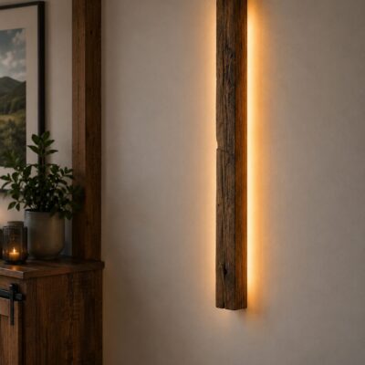 Wandleuchte Holz, Altholz Lampe, LED Wandlampe, Rustikale Lampe, Indirektes Licht, Wandlampe Eiche, Holzlampe LED, Loft Lampe Holz, Landhaus Lampe, Design Wandleuchte, Handmade Lampe, Wandlicht Holz, Altholz Licht
