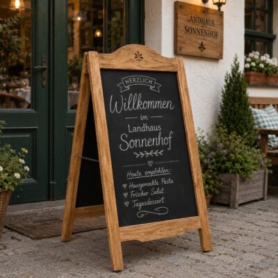 kundenstopper holz, kundenstopper eiche, rustic sidewalk sign, wooden a frame sign, restaurant chalkboard, kreidetafel restaurant, landhaus kundenstopper, café werbetafel, din a1 kundenstopper, wooden sandwich board, rustic chalkboard sign, werbetafel holz, vintage restaurant sign