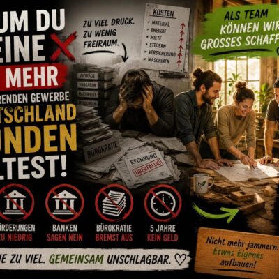 alleine gründen produzierendes Gewerbe, produzierendes Gewerbe Deutschland, Startup Produktion Deutschland, Gründer produzierendes Gewerbe, Handwerksbetrieb gründen, Produktion Startup Deutschland, Unternehmertum Deutschland, Gründeralltag Produktion, Investitionen Produktion, Maschinen Finanzierung, Bürokratie Deutschland Unternehmen, Förderungen für Gründer, Finanzierung Startup Deutschland, Team statt Einzelkämpfer, Unternehmensgründung Deutschland, Handwerk Startup, Werkstatt gründen Deutschland, produzierendes Unternehmen aufbauen, kleine Manufaktur gründen, Unternehmer Realität, Startup Finanzierung Probleme, Gründer Herausforderungen, Produktion Deutschland, Handwerk und Unternehmertum, kreative Gründer gesucht, Teamgründung Deutschland, gemeinsam gründen, Mitgründer gesucht, Startup Team aufbauen, kreative Unternehmer, Designschmiede Deutschland, nachhaltige Produktion Deutschland, Werkstatt Alltag, Gründerleben Deutschland, Startup Bürokratie, Maschinen kaufen Unternehmen, Investoren für Startups, Handwerksunternehmen aufbauen, Startup ohne Kapital, Unternehmertum ehrlich, Business Realität Deutschland, Produktionsbetrieb gründen, Handwerk Zukunft Deutschland, kleine Unternehmen Deutschland, kreative Kollektive, nachhaltige Unternehmen Deutschland, Gründer Blog Deutschland, Teamarbeit Unternehmertum, Startup Motivation, gemeinsames Gründen Deutschland