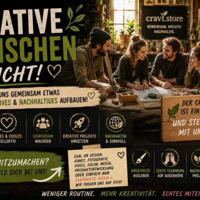 Der cravt.phnx.dev sucht kreative Menschen mit Ideen, Leidenschaft und Visionen. Gemeinsam wollen wir ein freies kreatives Kollektiv für Design, Kunst und nachhaltige Projekte aufbauen.